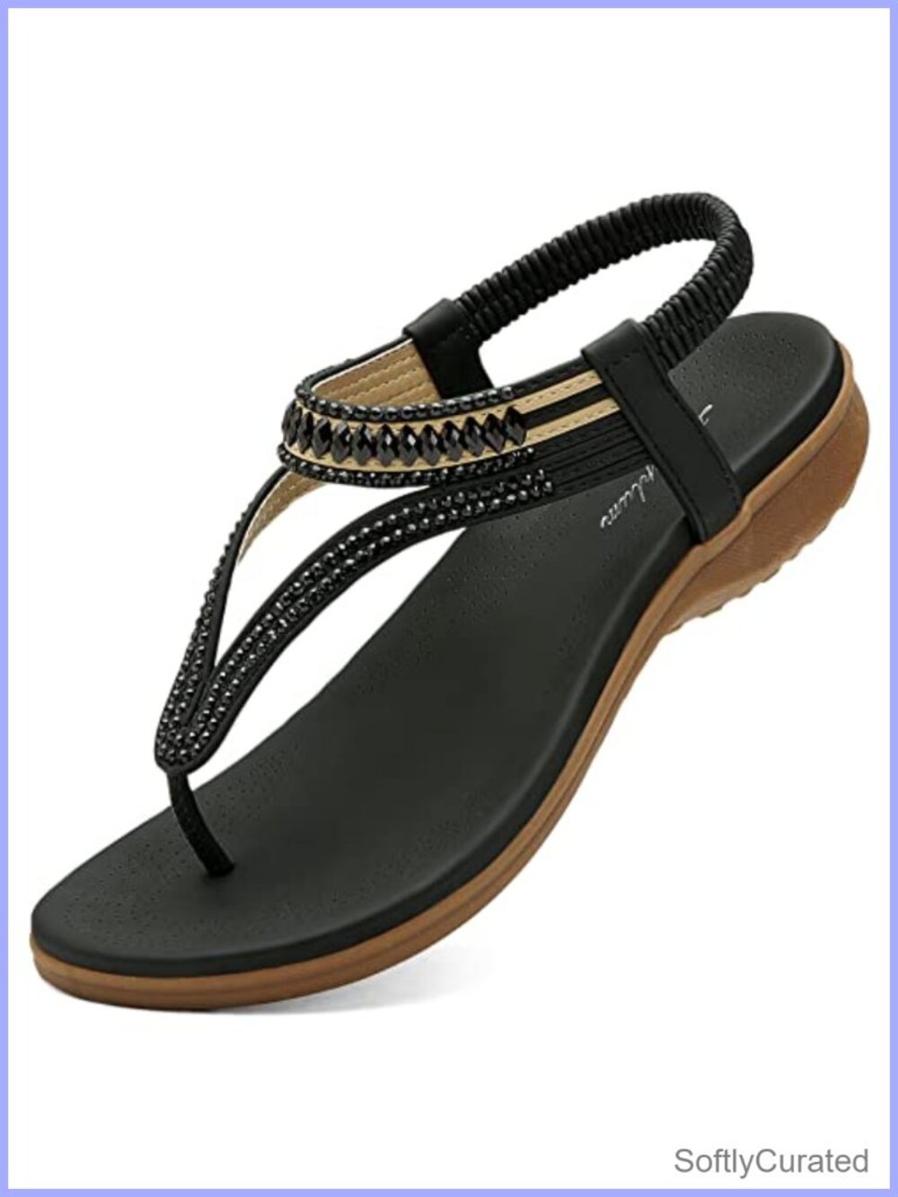 Womens Arch Support Sandals Comfort T-Strap Slip On Walking Shoes